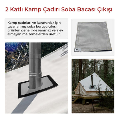 Kamp Çadırı Soba Bacası Çıkışı 2 Katlı
