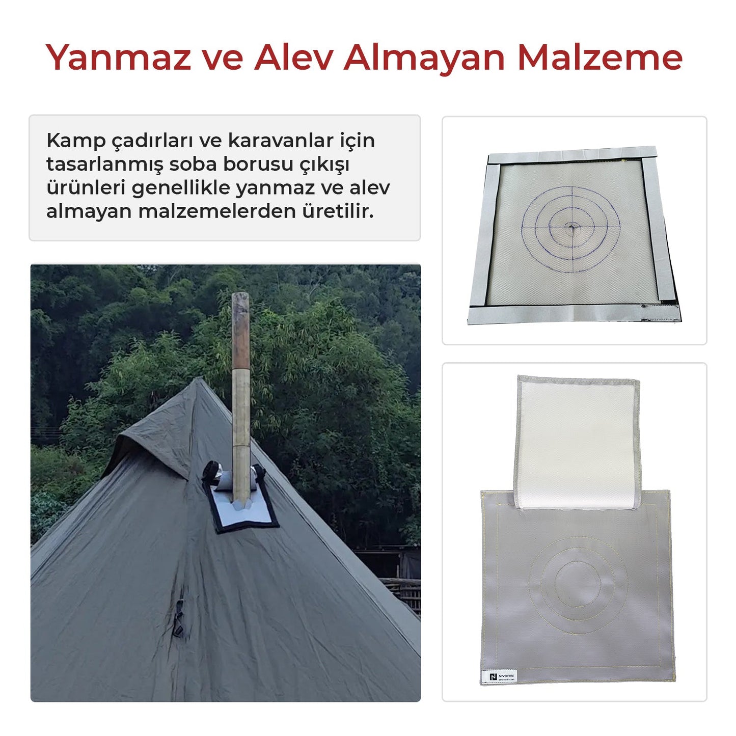 Kamp Çadırı Soba Bacası Çıkışı Tek Katlı