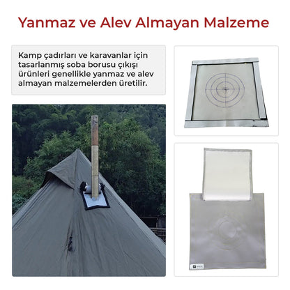 Kamp Çadırı Soba Bacası Çıkışı Tek Katlı