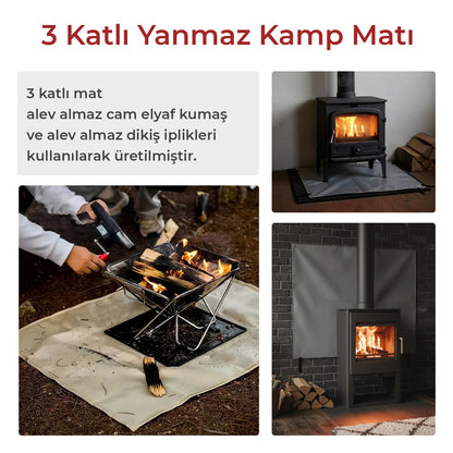 Çadır Sobası Altı Çok Amaçlı Yanmaz Mat